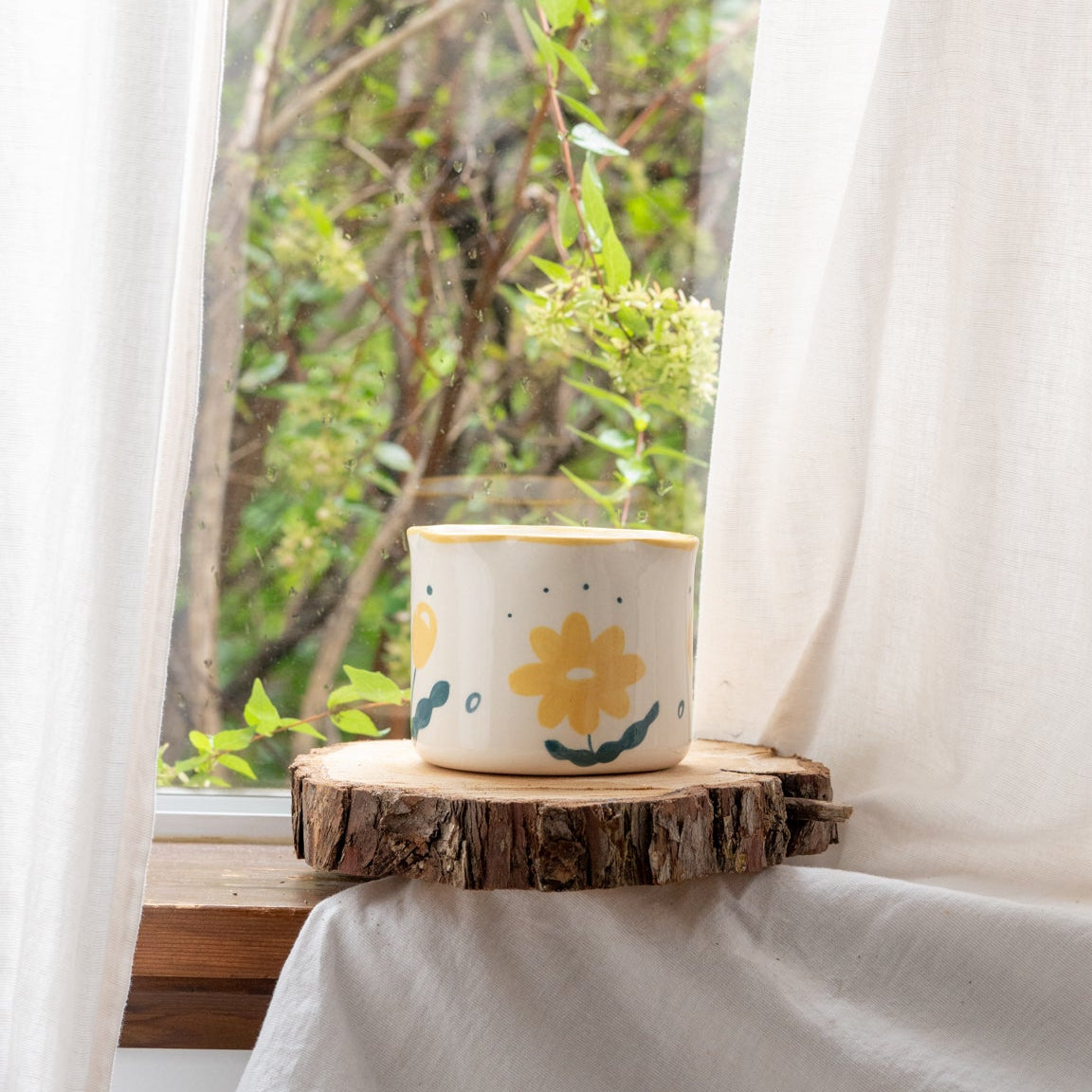 Yellow Floral Matcha Bowl