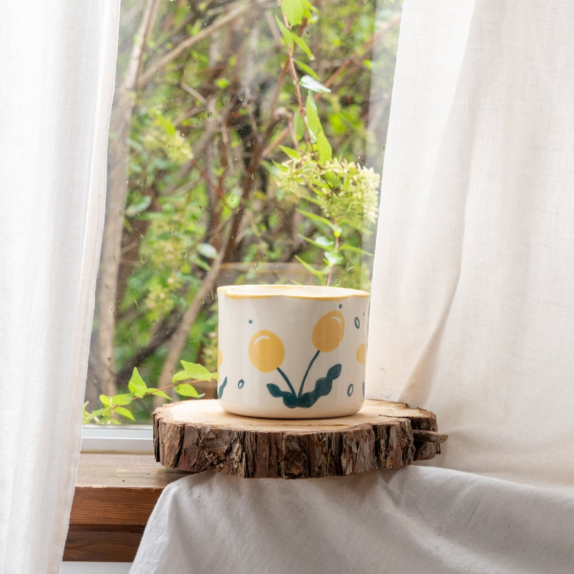 Yellow Floral Matcha Bowl